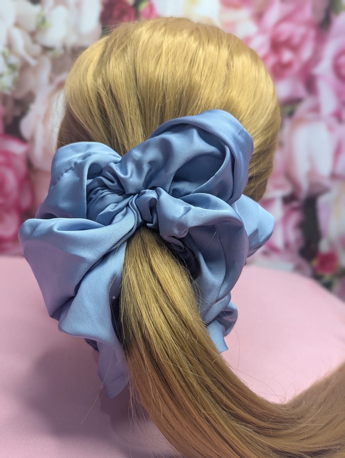 Oversized blue scrunchie