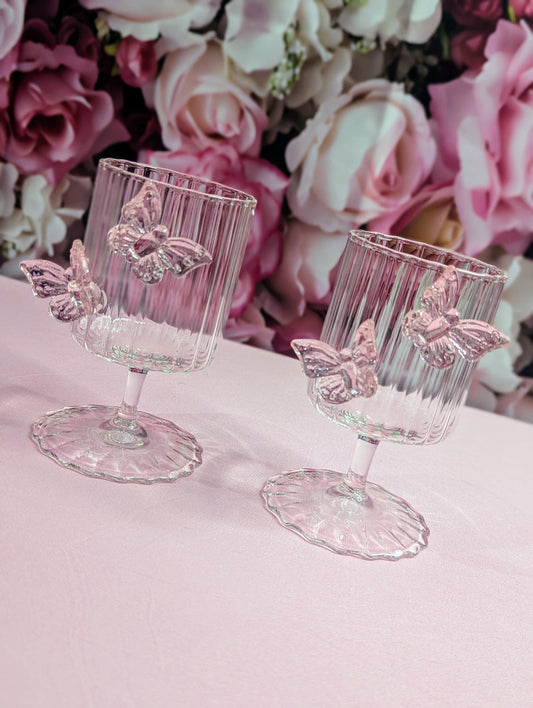 Butterfly glass cup