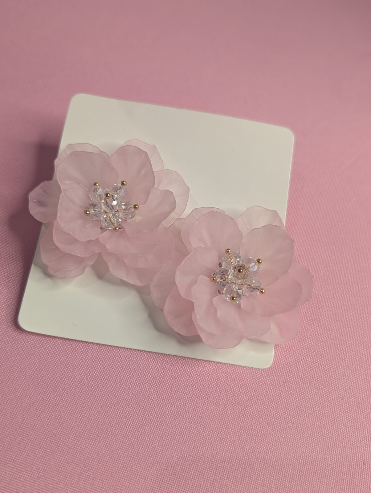 Pink flower earings